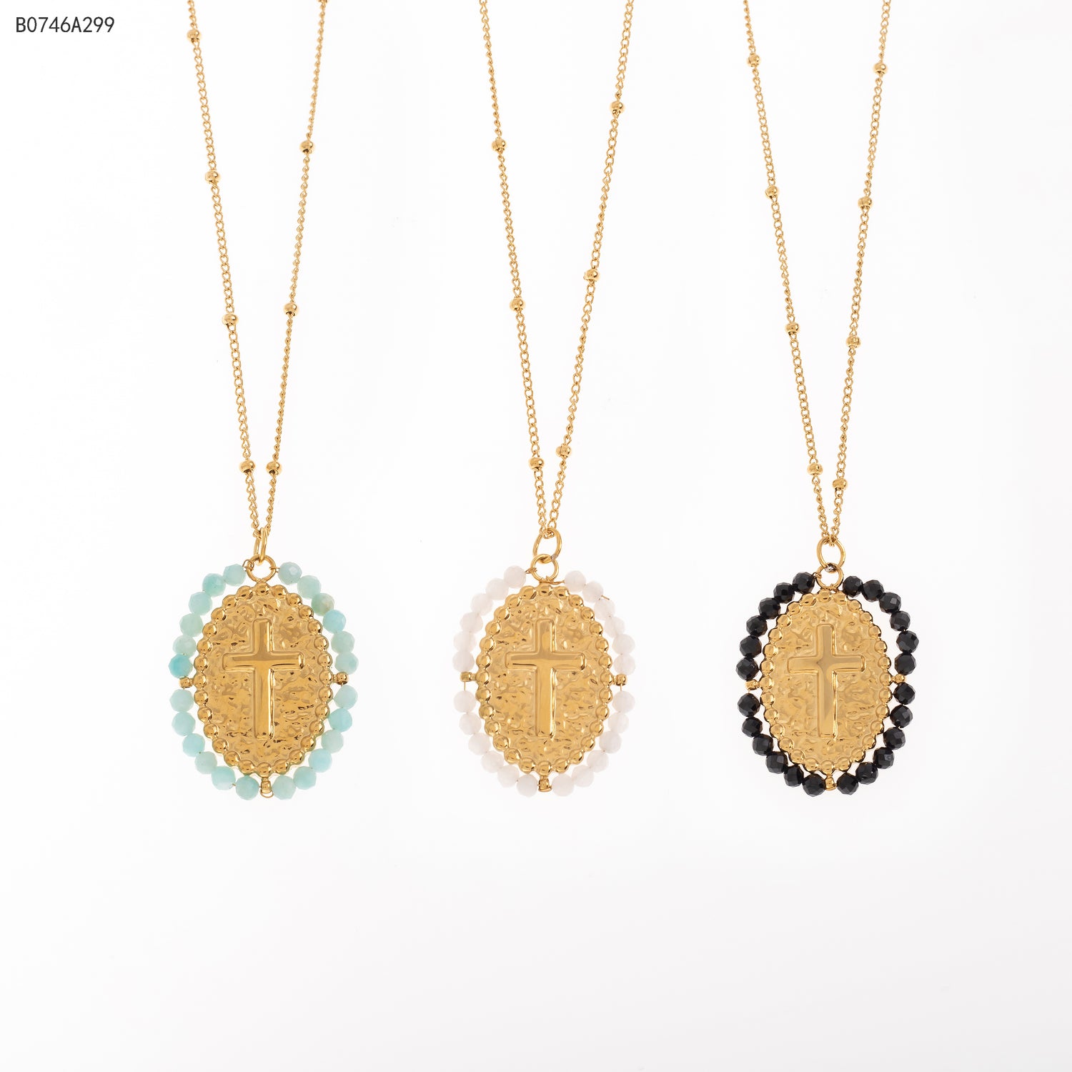 Collar con piedras preciosas Oro Grueso 14K