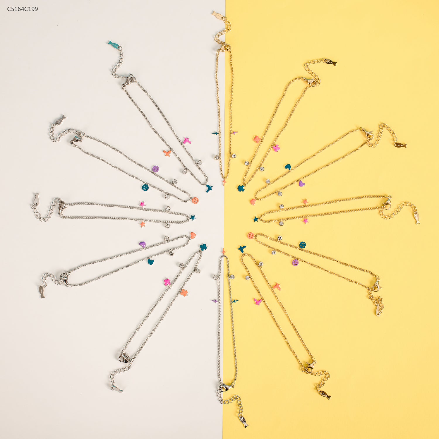 Pulsera colorida (plata)