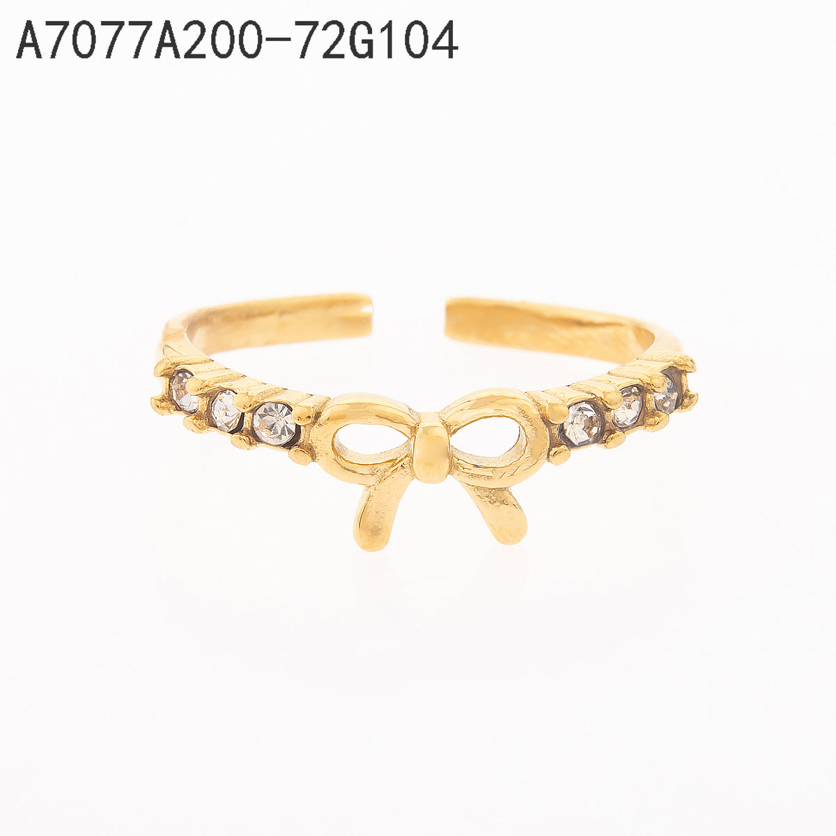 Anillo Zirconia blanca Dorado Cinta de mariposa