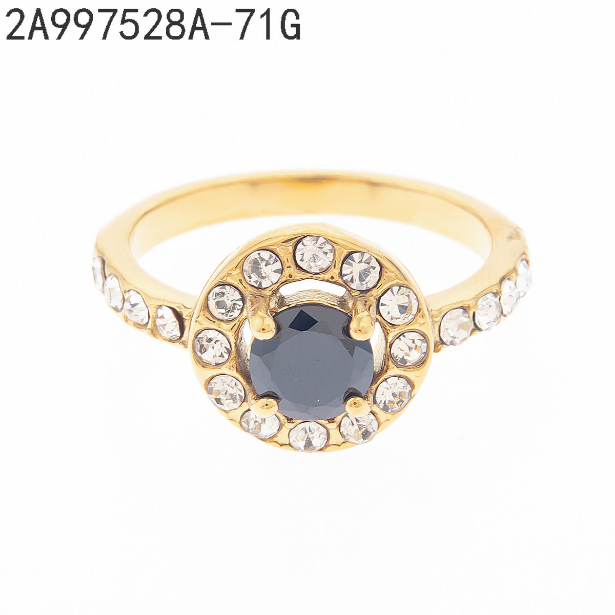 Anillo Zirconia negra Dorado