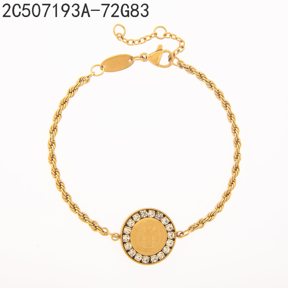 Pulsera Zirconia blanca Dorado Nuestra Señora/Jesús/Angel