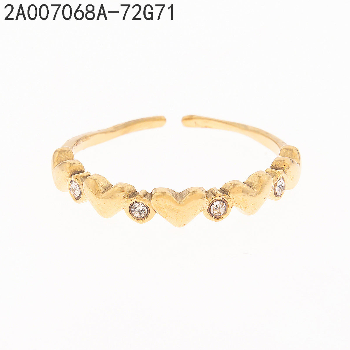 Anillo Zirconia blanca Dorado Corazón