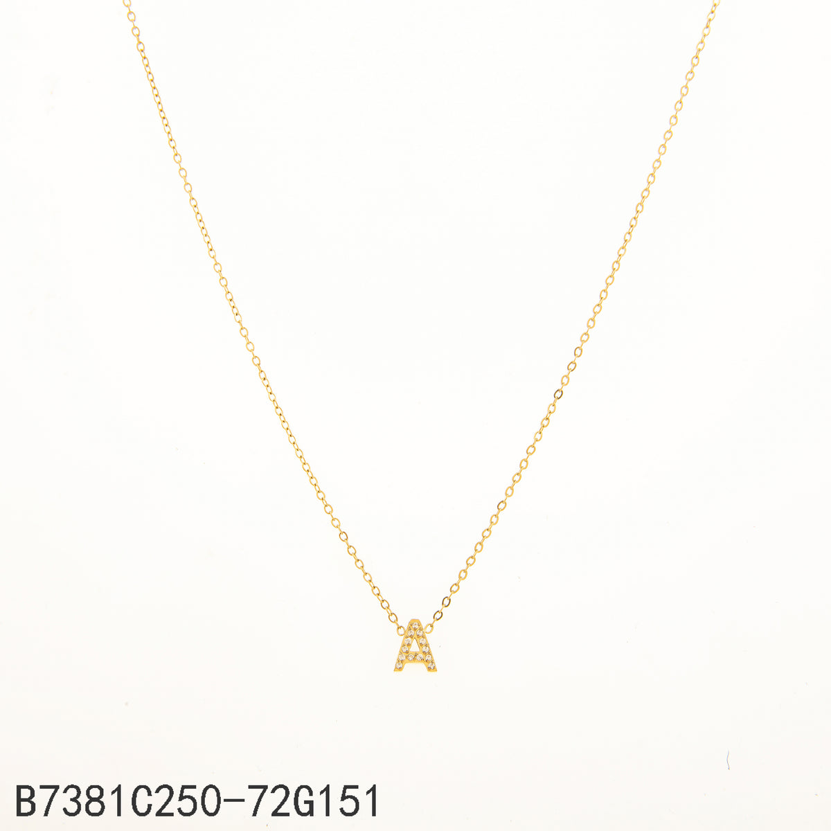 Collar Zirconia blanca Dorado Letra A
