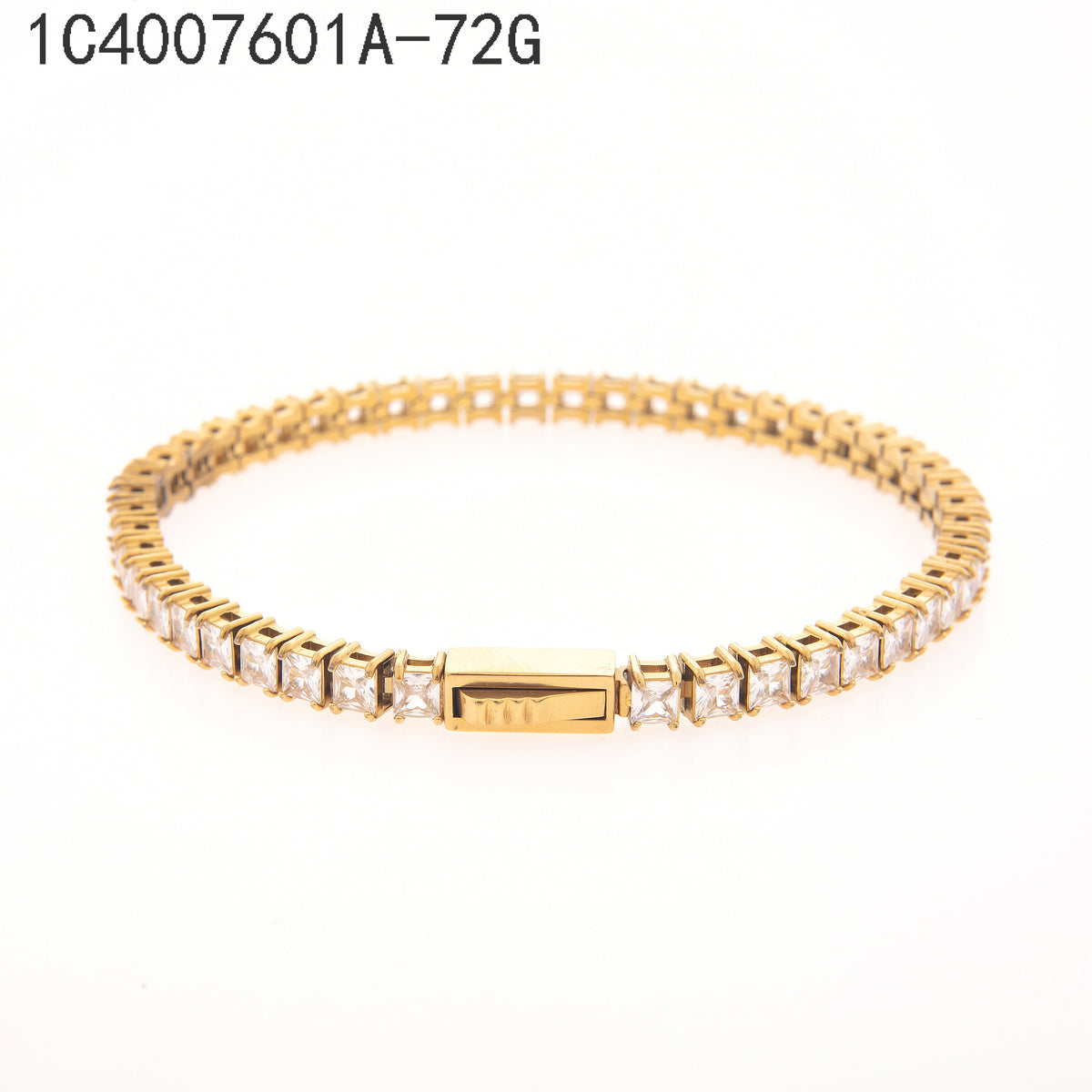 Pulsera Zirconia blanca Dorado