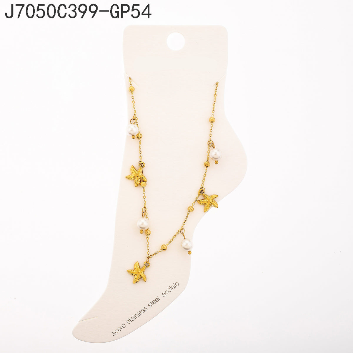 Tobillera  Dorado con Perla Estrella de mar