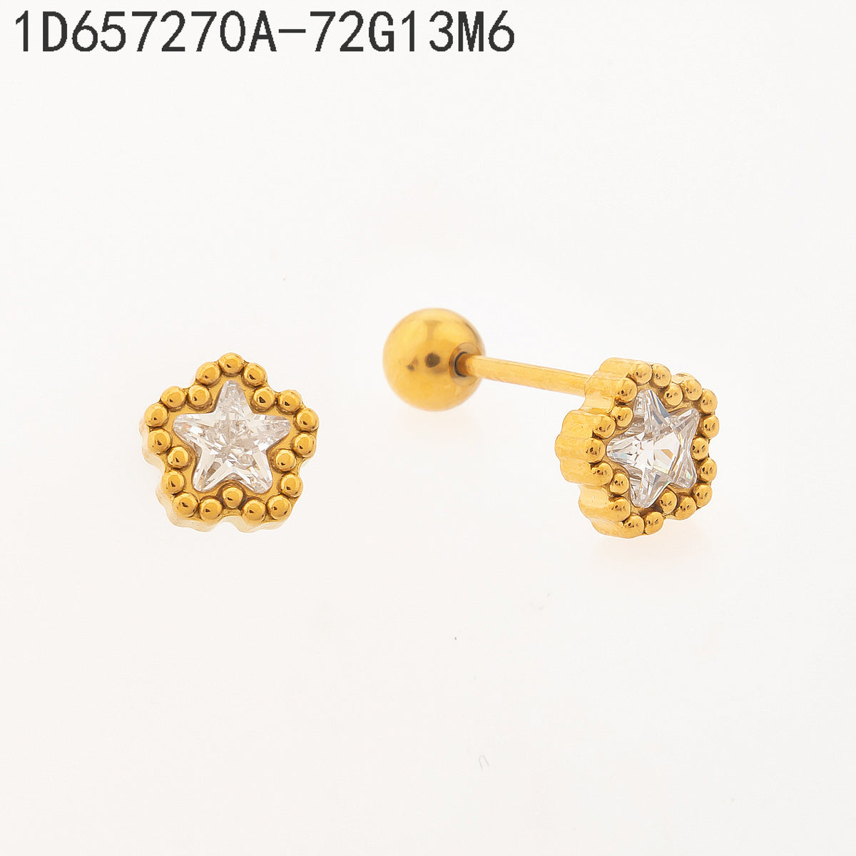 Pendientes Zirconia blanca Dorado Estrella 6 Milimetros