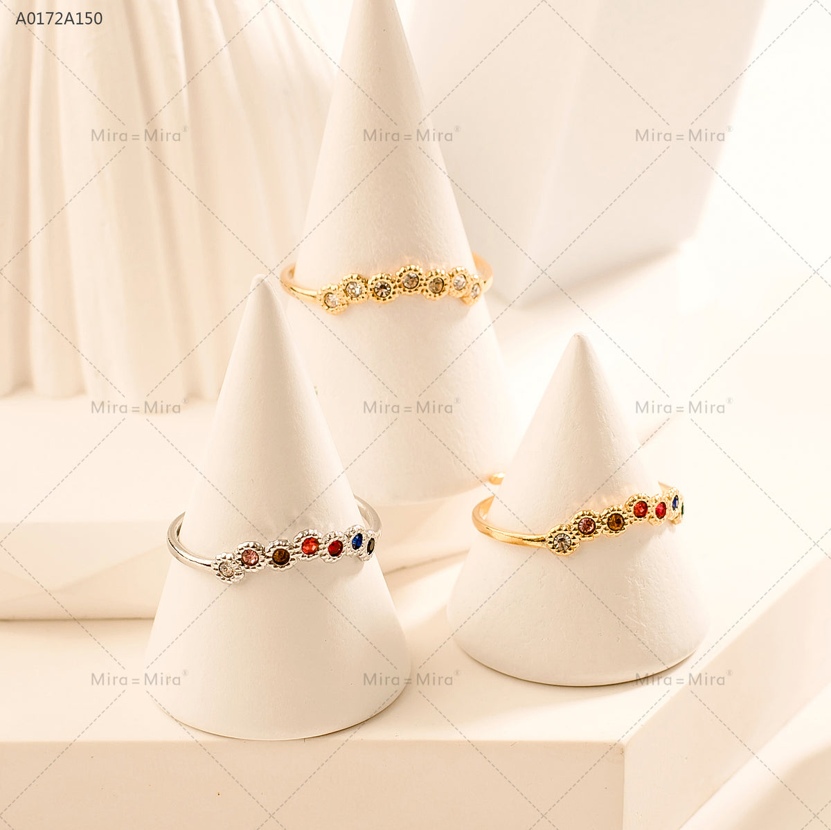 Anillo Zirconia blanca Dorado