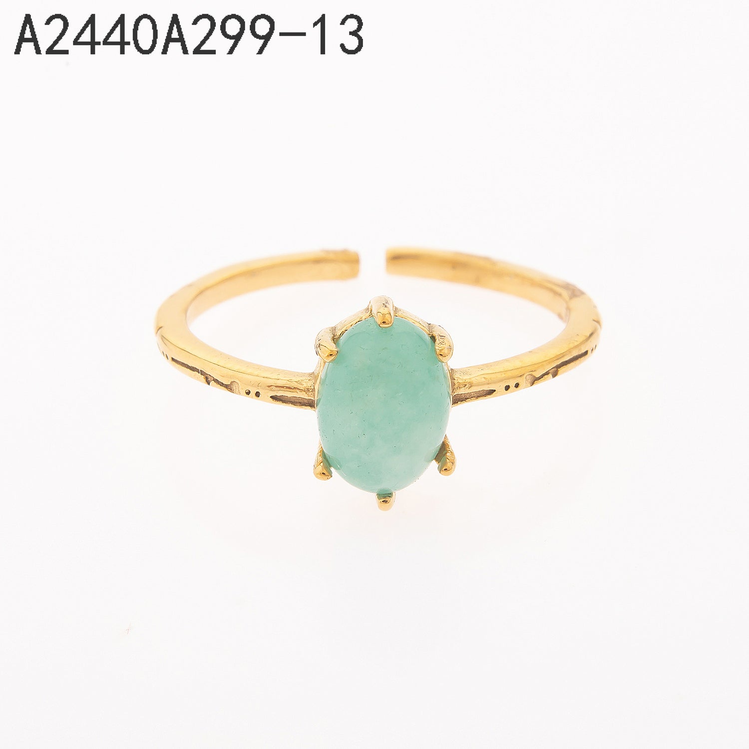 Anillo de amazonita Oro Grueso 14K