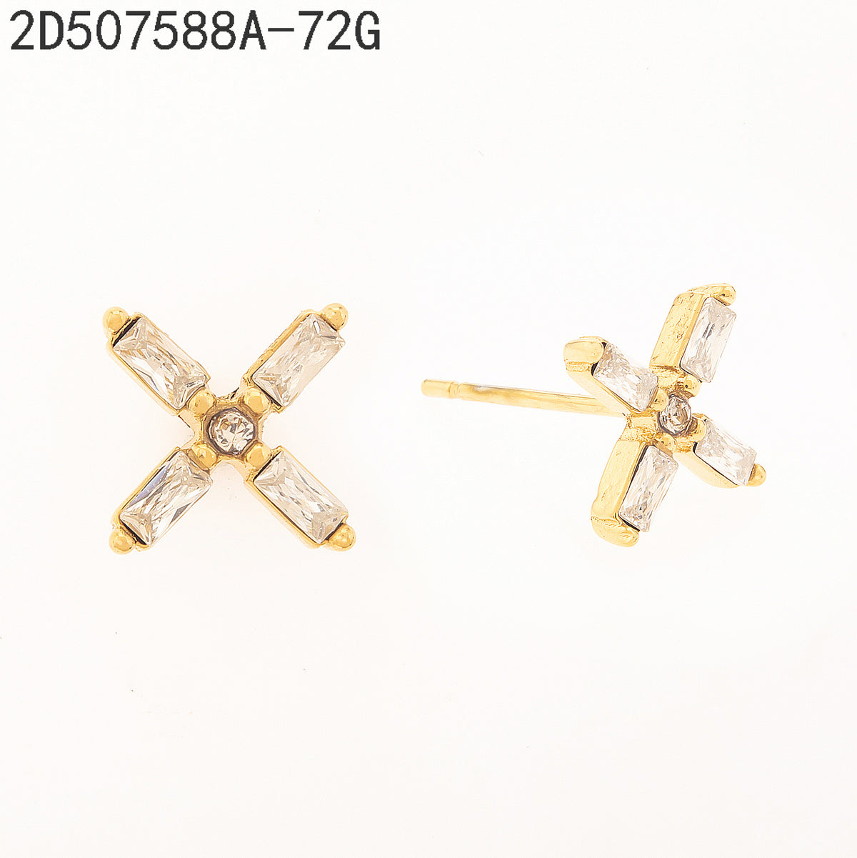 Pendientes Zirconia blanca Dorado