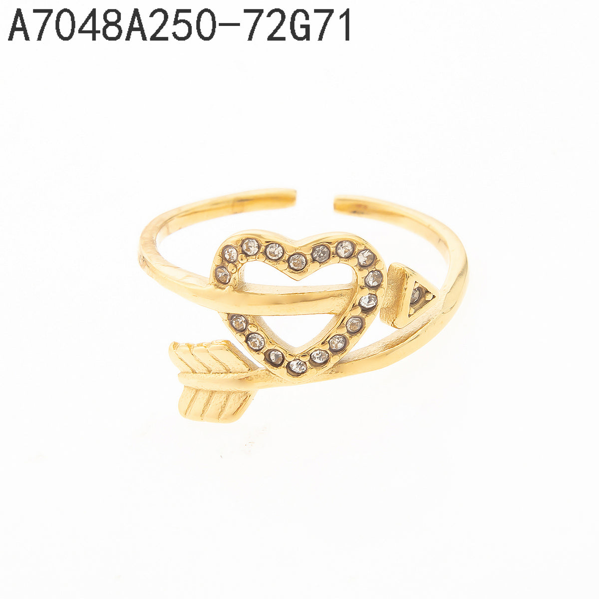 Anillo Zirconia blanca Dorado Corazón