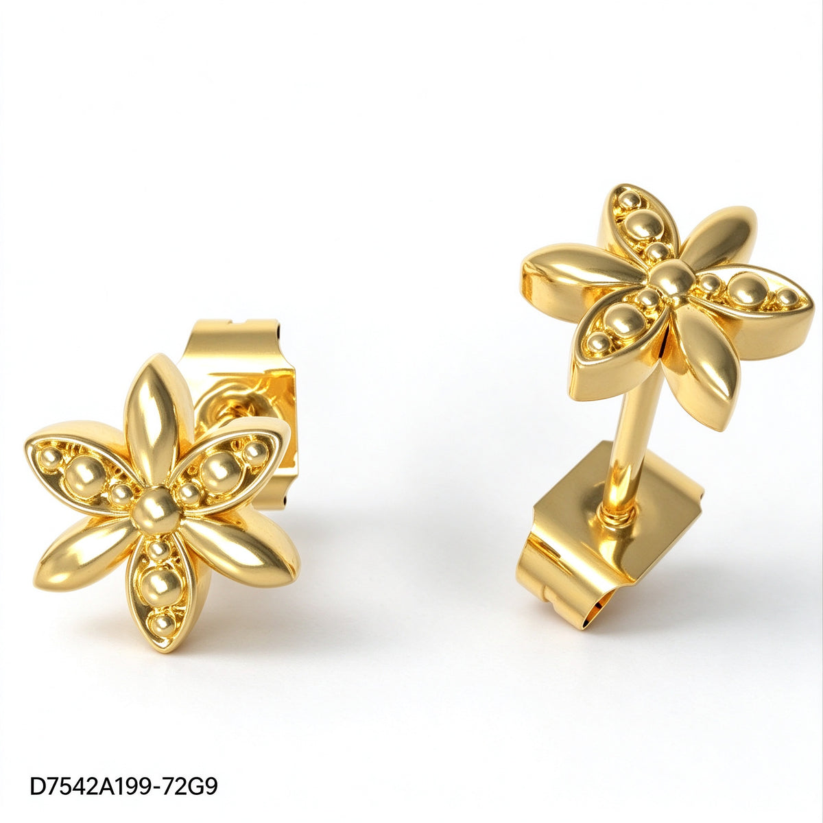 Pendientes Zirconia blanca Dorado Flores y plantas