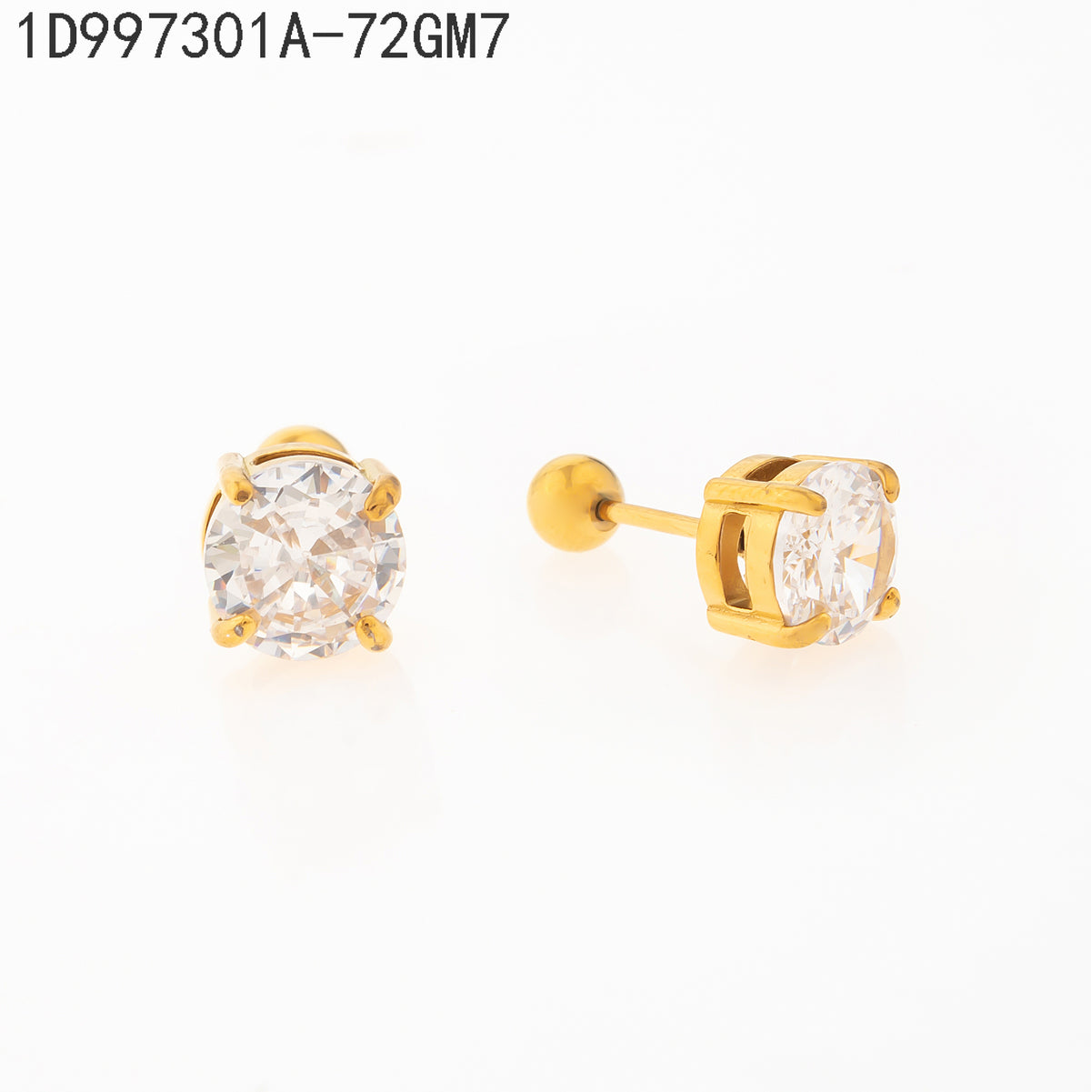 Pendientes Zirconia blanca Dorado  7 Milimetros