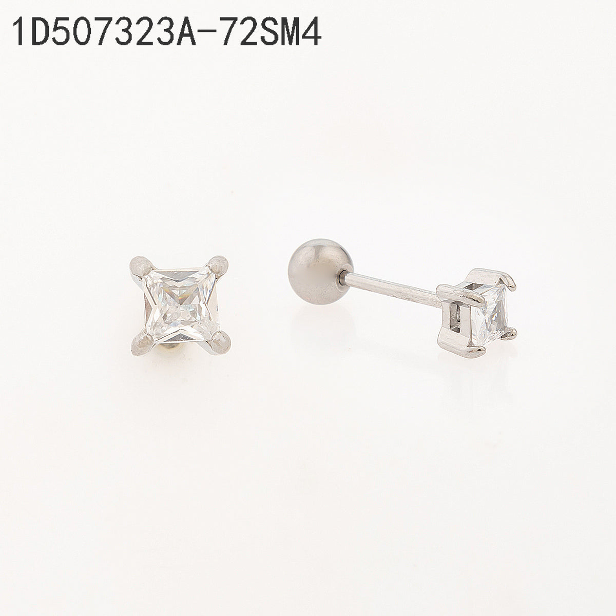 Pendientes Zirconia blanca Plateado  4 Milimetros