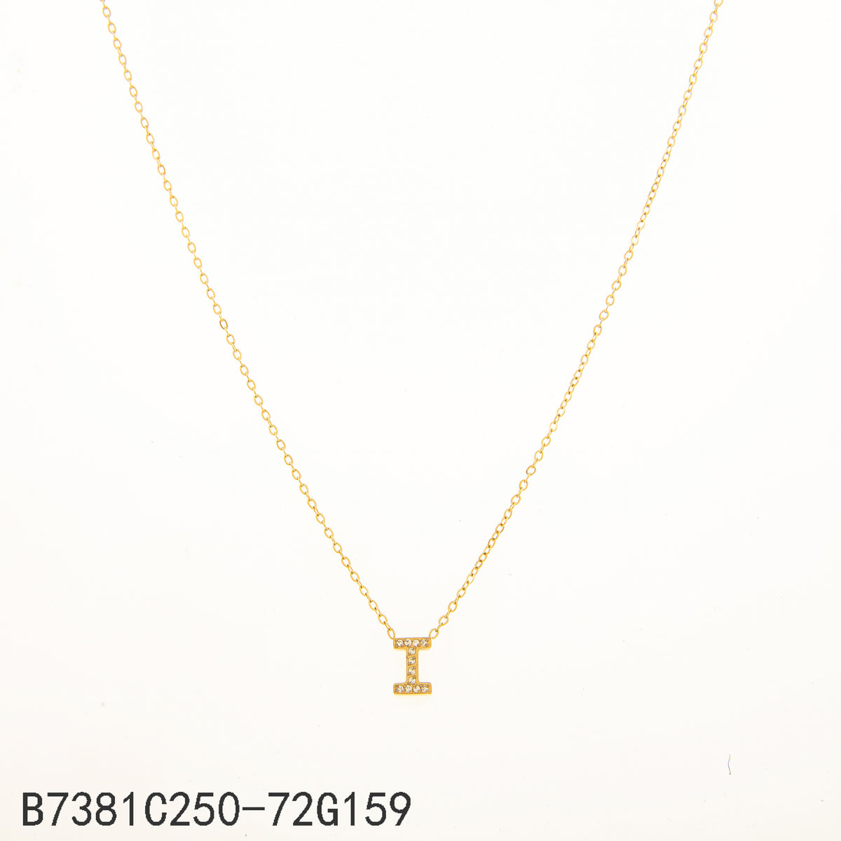Collar Zirconia blanca Dorado Letra I