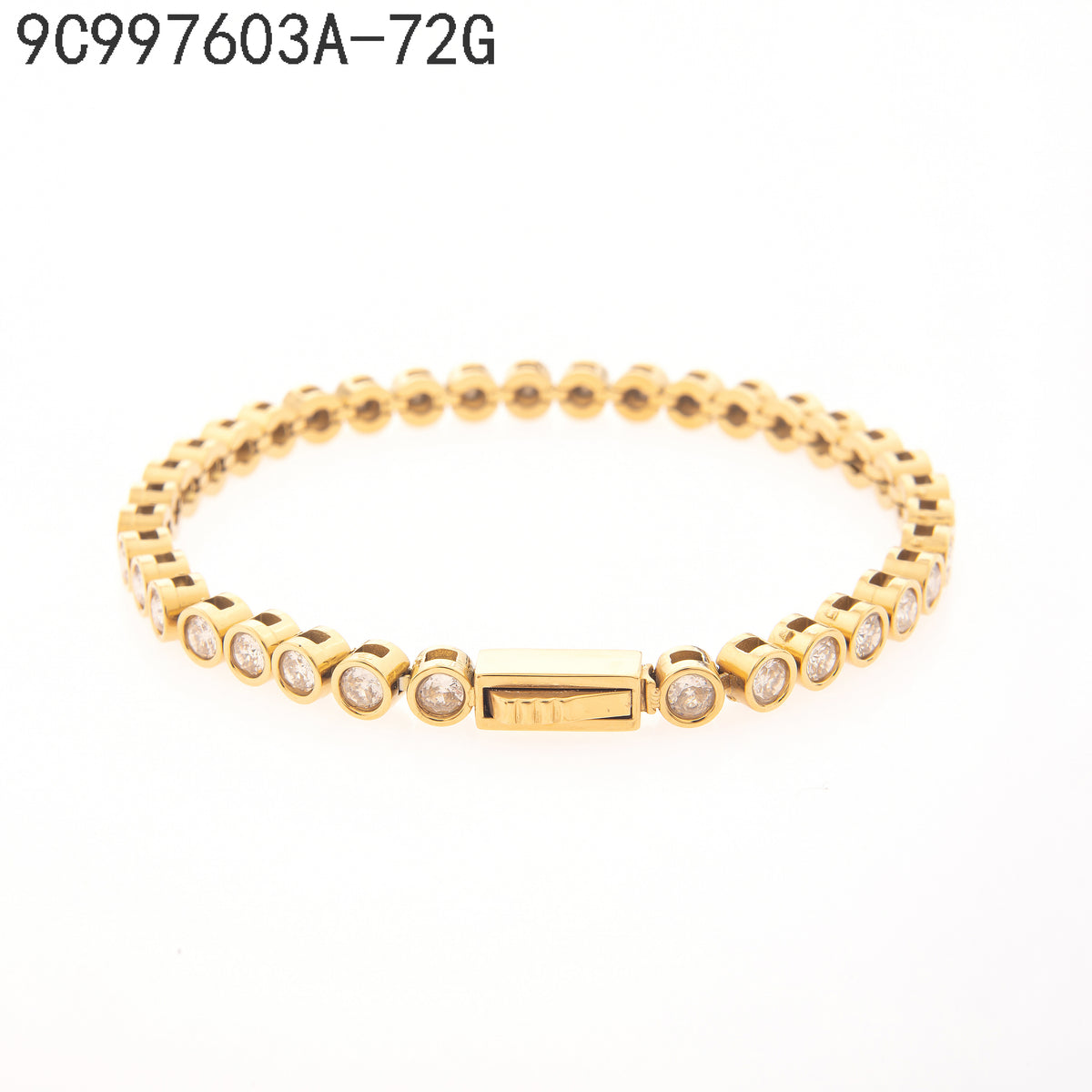 Pulsera Zirconia blanca Dorado