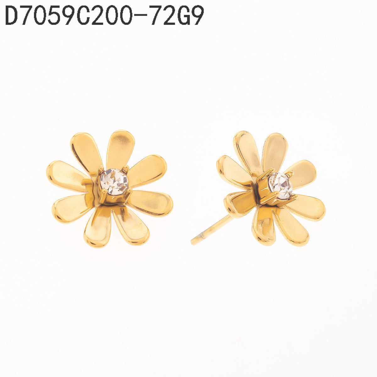 Pendientes Zirconia blanca Dorado Flores y plantas