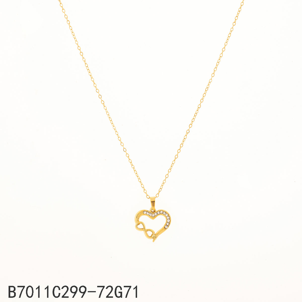 Collar Zirconia blanca Dorado Corazón