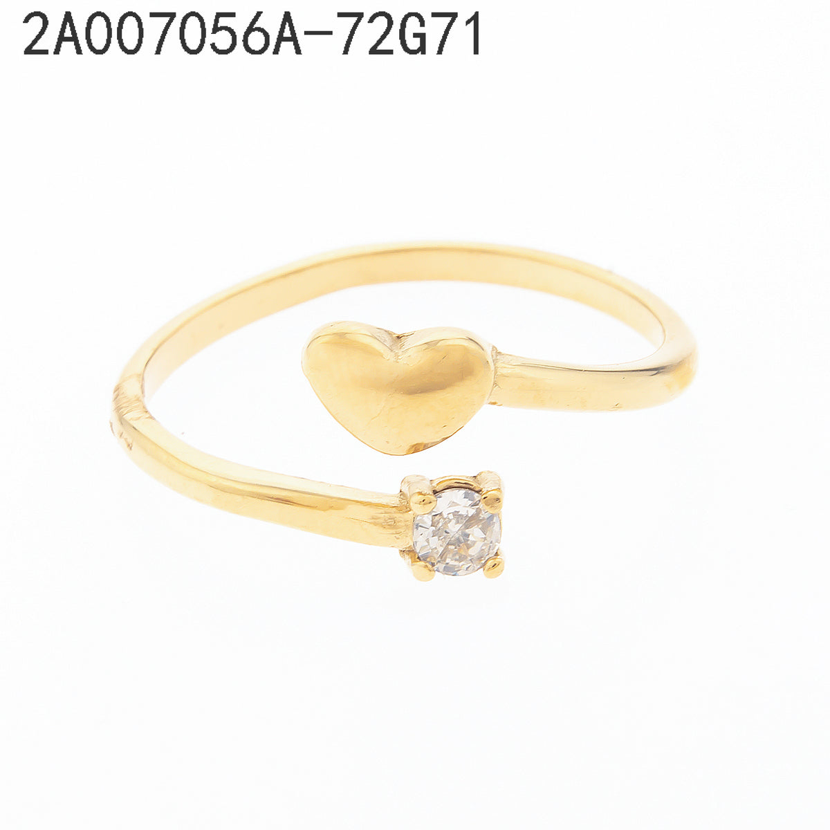 Anillo Zirconia blanca Dorado Corazón