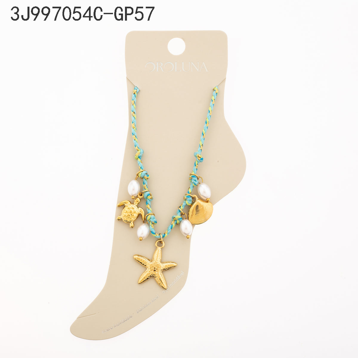 Tobillera  Dorado con Perla Elementos del mar