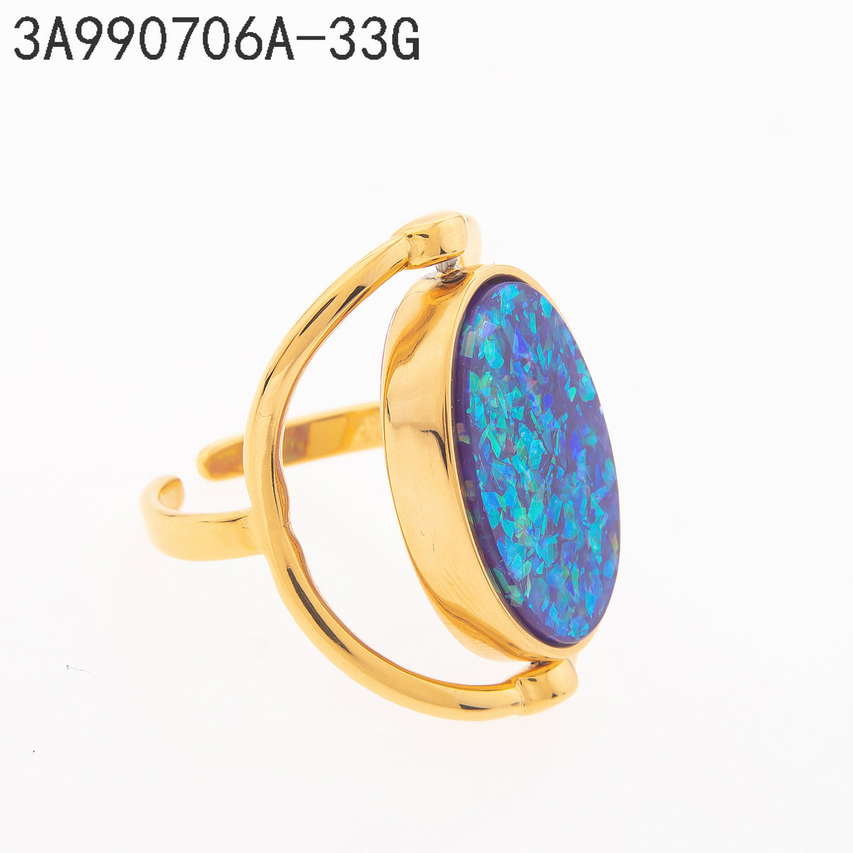 Anillo Piedra multicolor Dorado