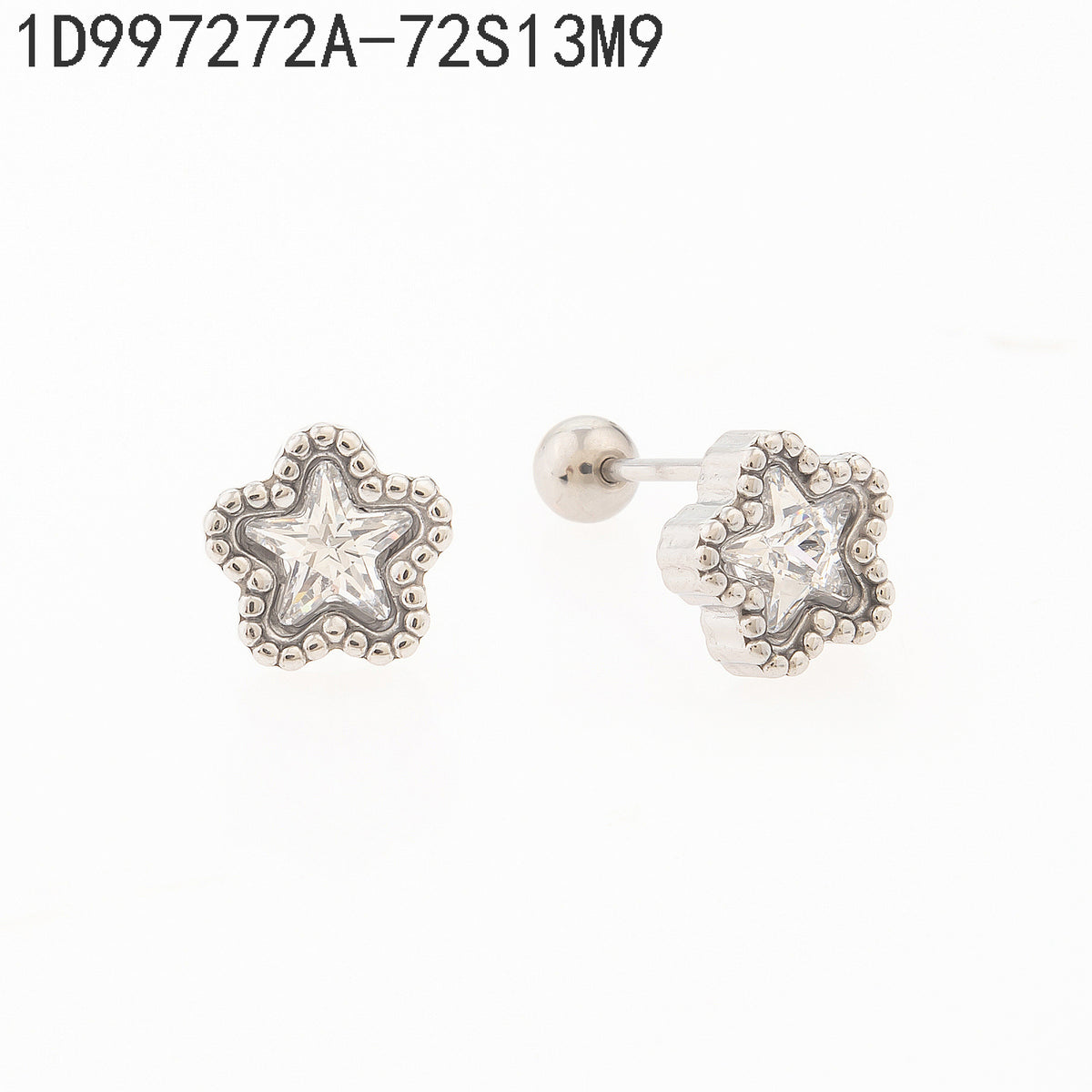 Pendientes Zirconia blanca Plateado Estrella 9 Milimetros