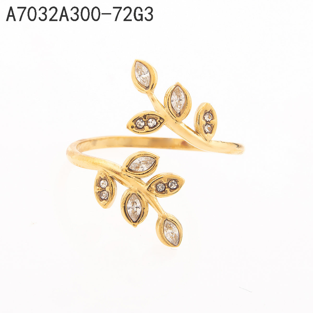 Anillo Zirconia blanca Dorado Rama