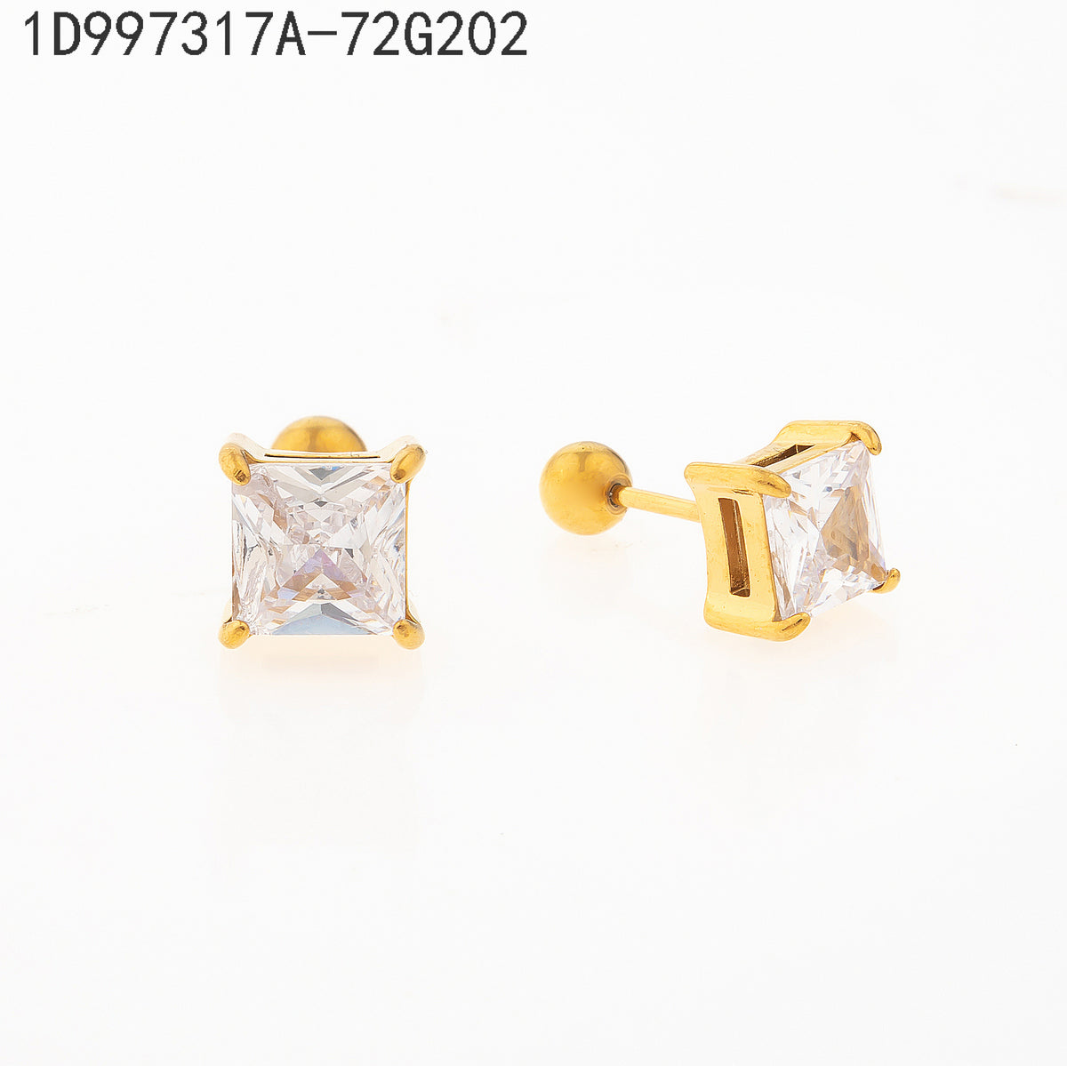 Pendientes Zirconia blanca Dorado Cuadrado