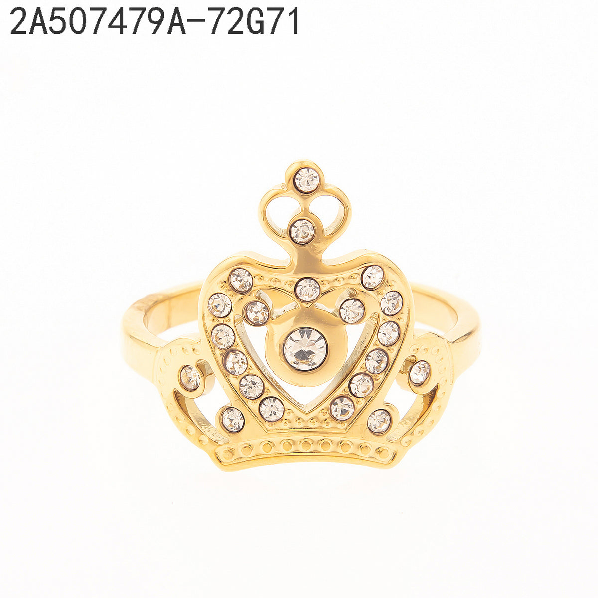 Anillo Zirconia blanca Dorado Corazón