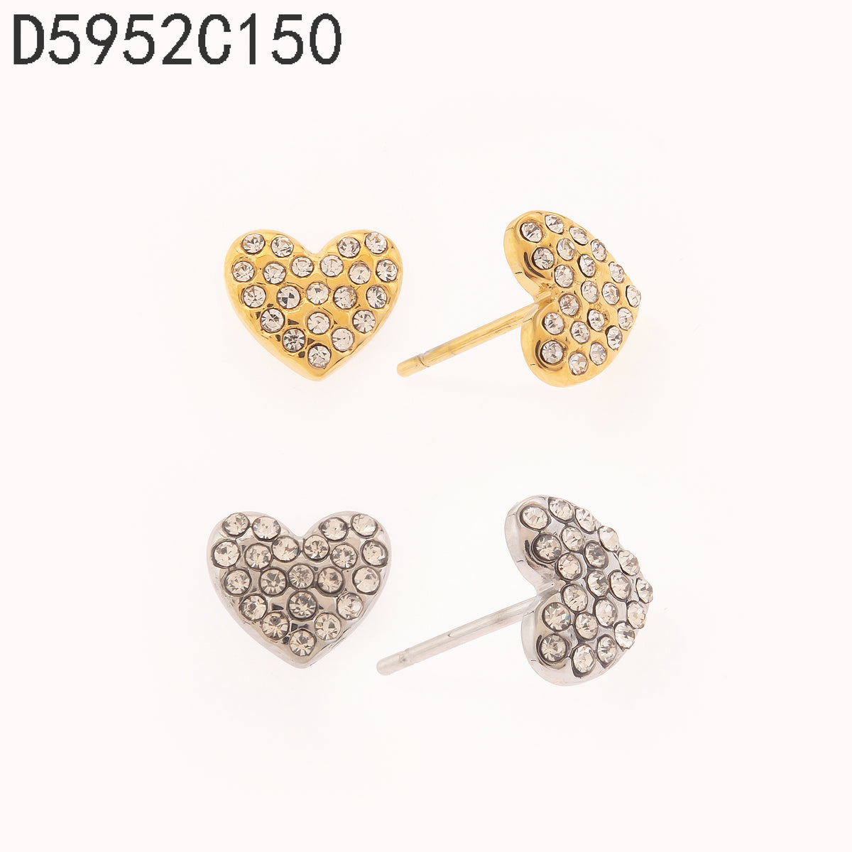 Broqueles Zirconia blanca Dorado Corazón