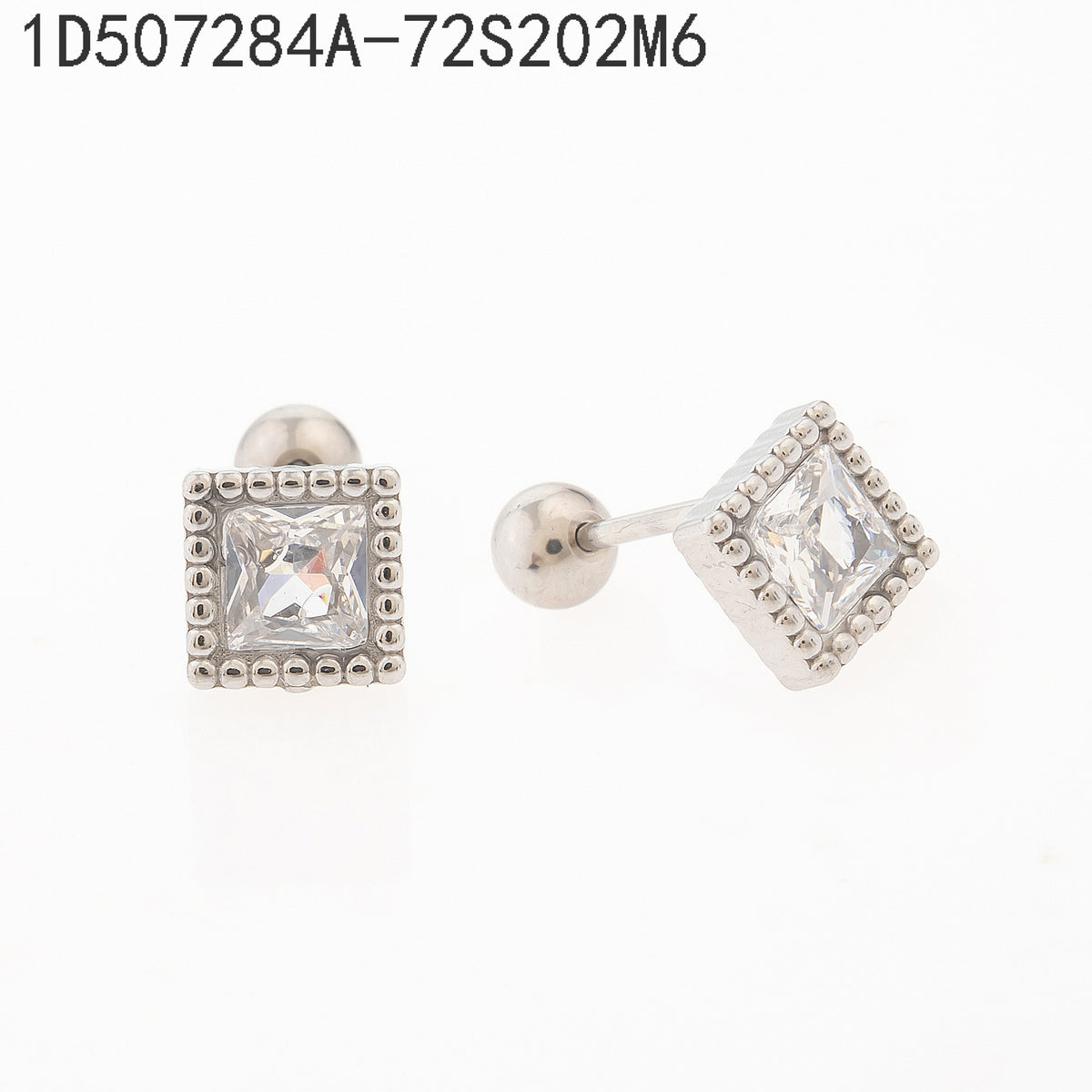Pendientes Zirconia blanca Plateado Cuadrado 6 Milimetros