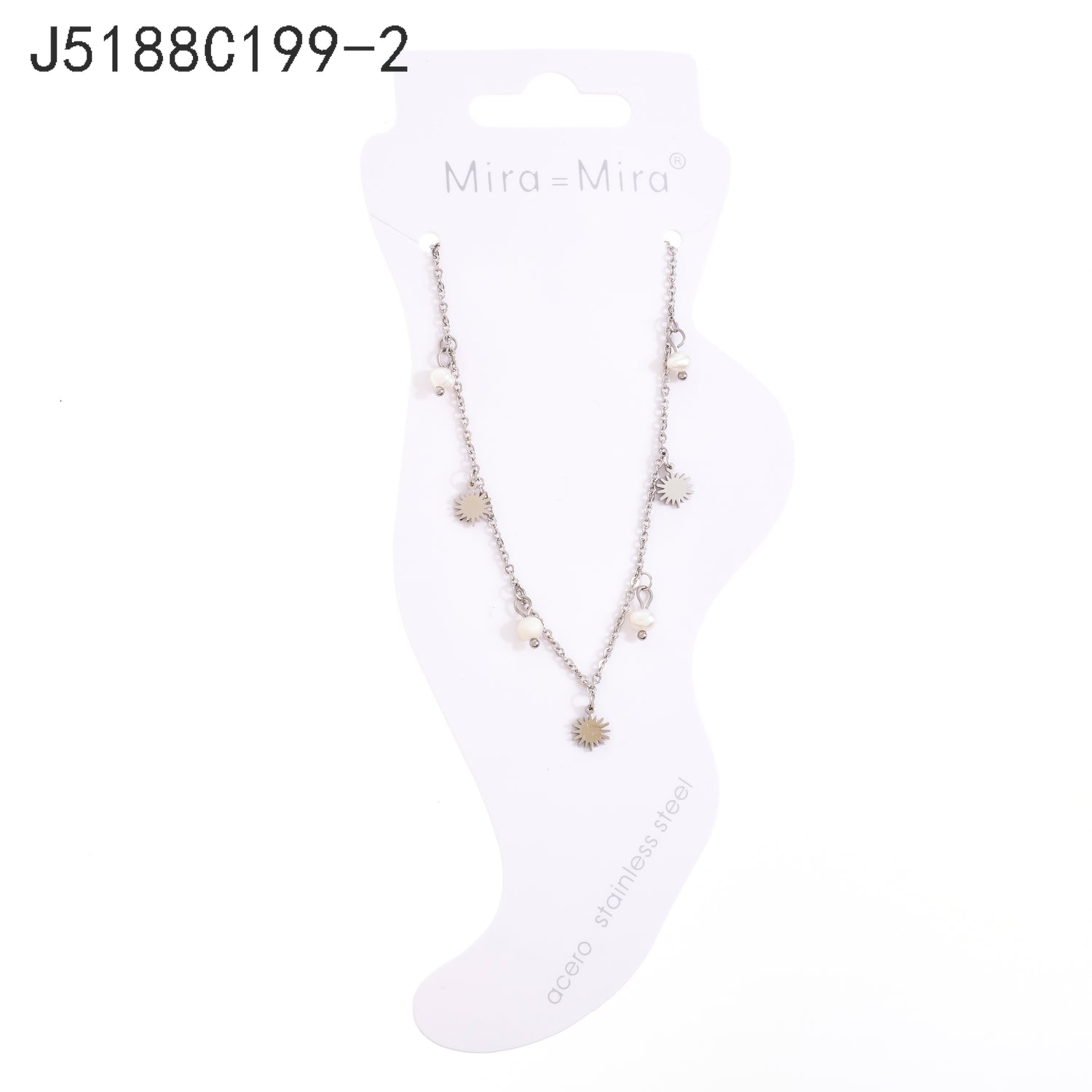 Tobillera de perlas (plata)