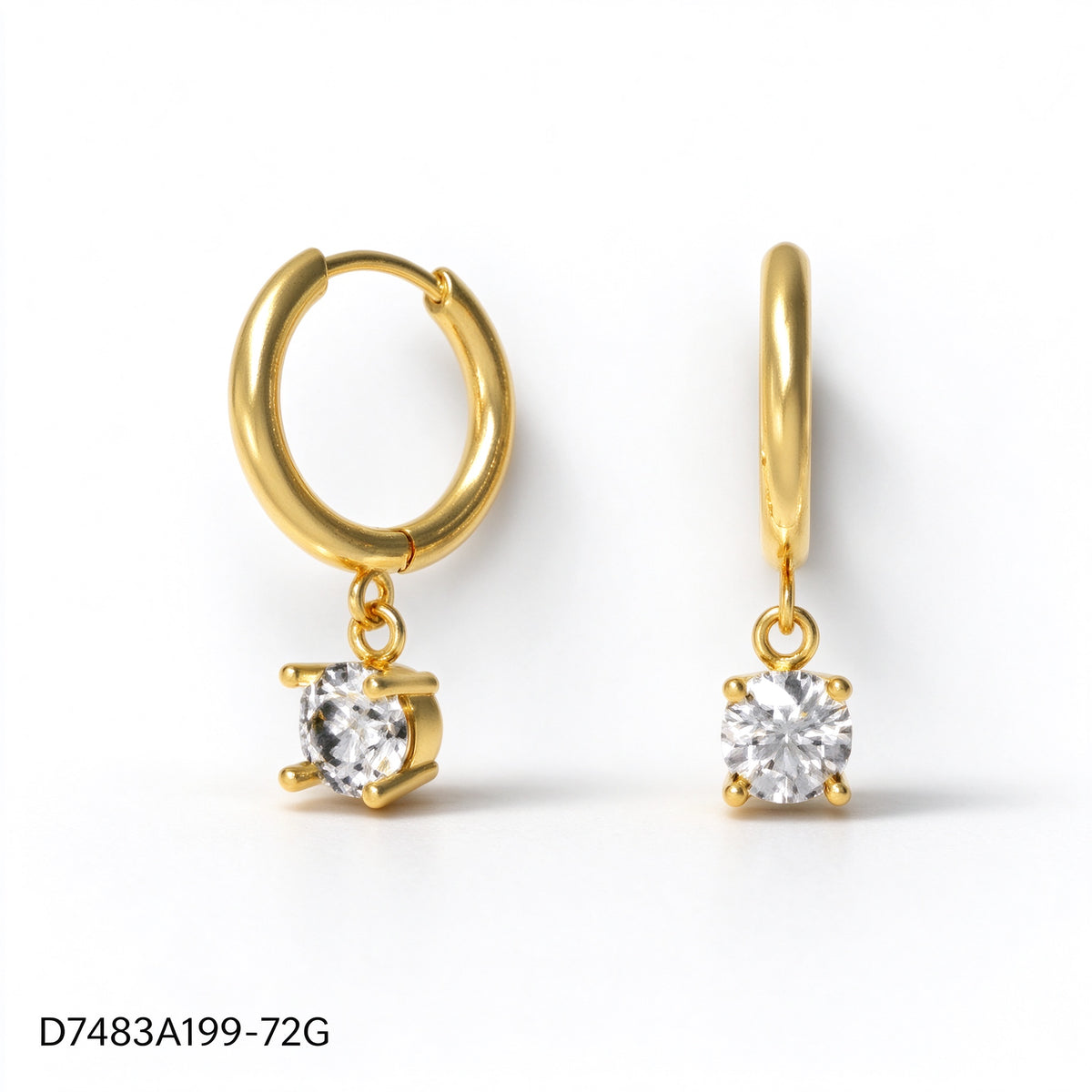 Pendientes Zirconia blanca Dorado