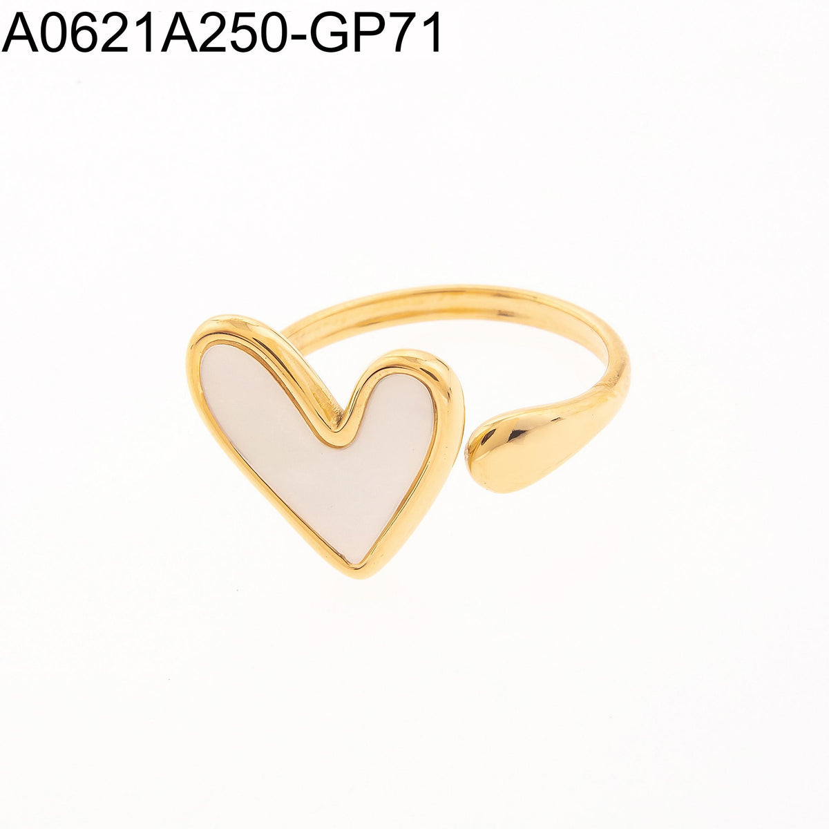 Anillo  Dorado con Perla Corazón