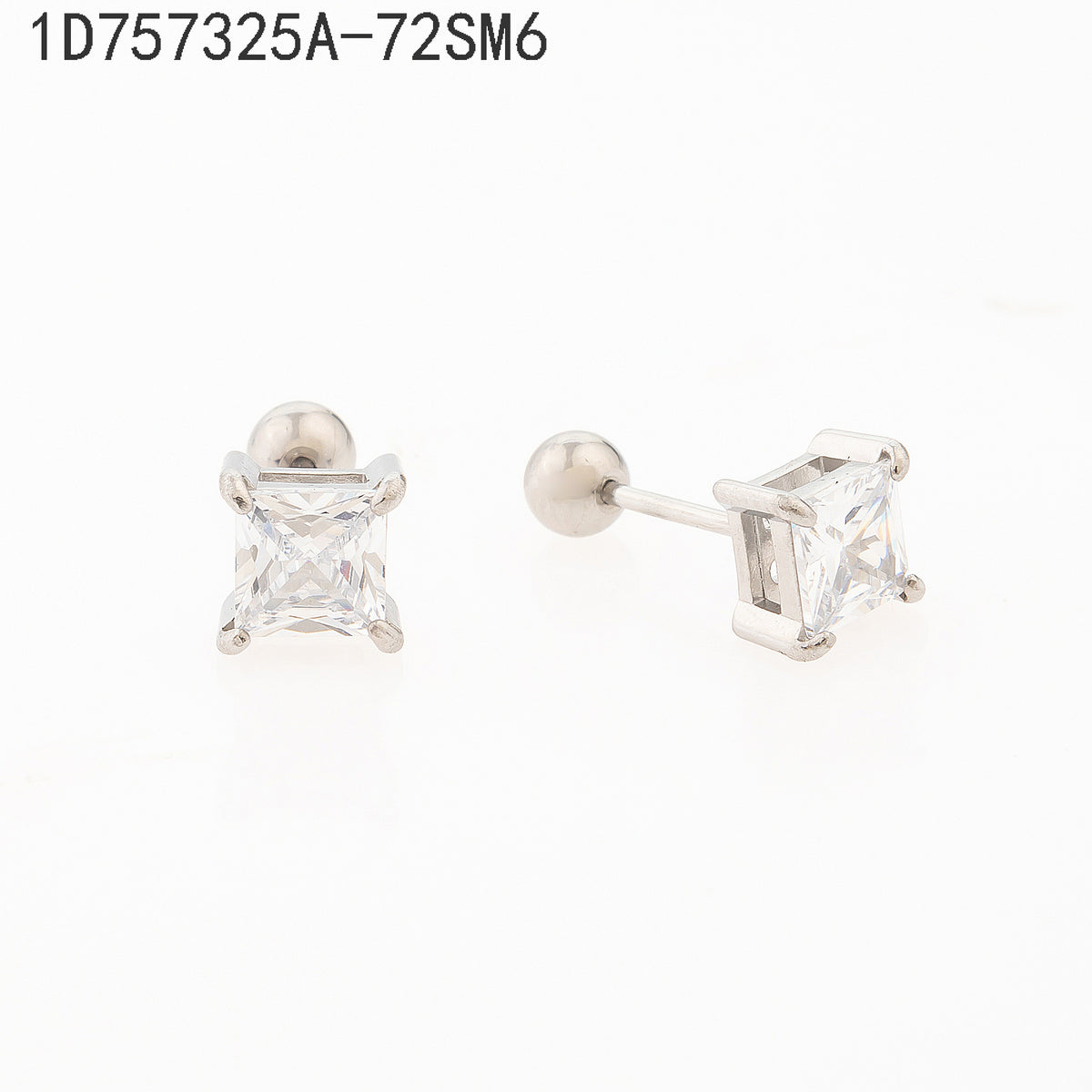 Pendientes Zirconia blanca Plateado  6 Milimetros