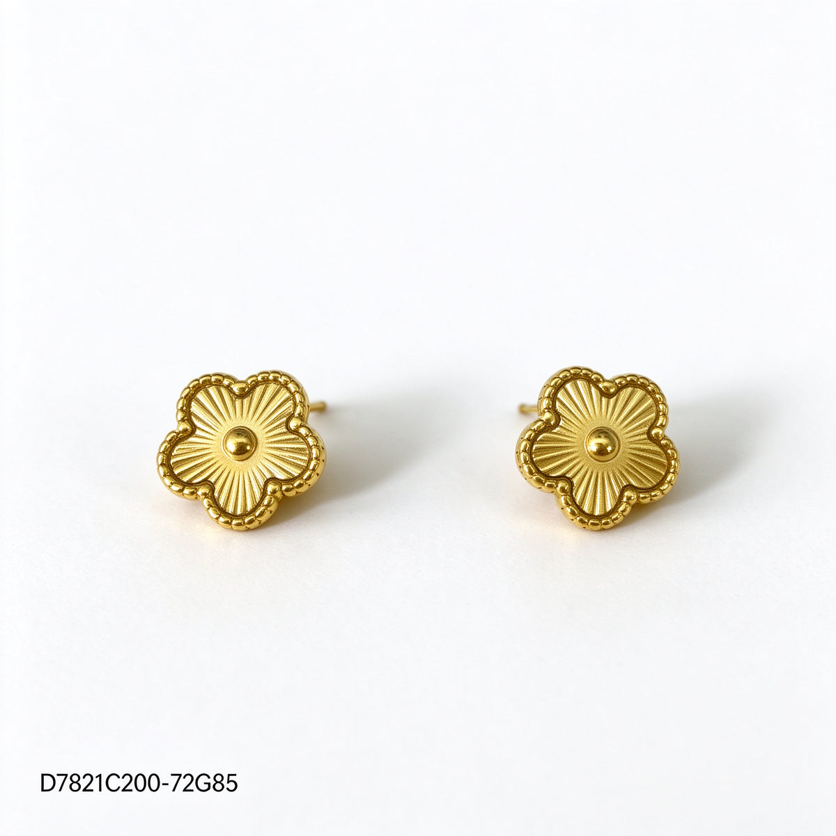 Pendientes Zirconia blanca Dorado Trébol de varias hojas