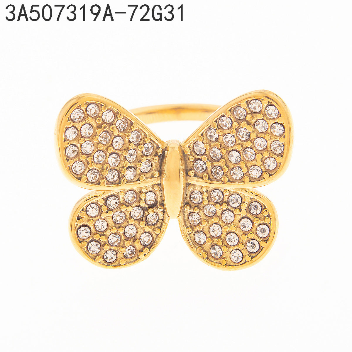 Anillo Zirconia blanca Dorado Mariposa