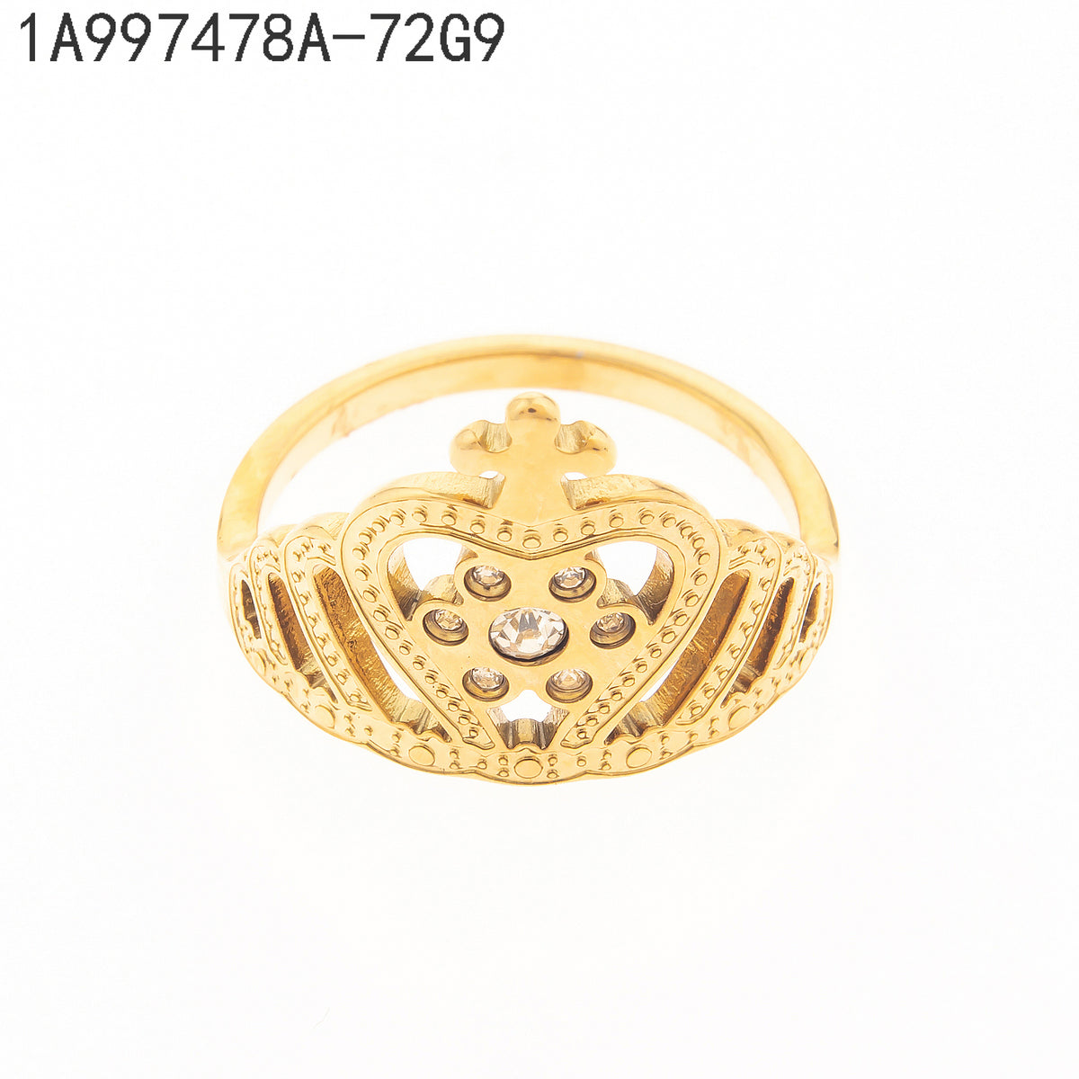 Anillo Zirconia blanca Dorado Flores y plantas