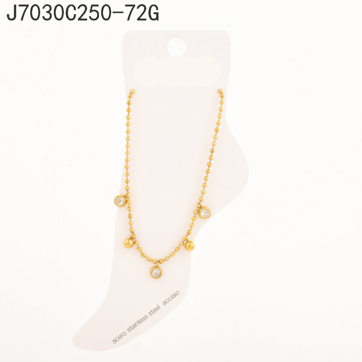 Tobillera Zirconia blanca Dorado