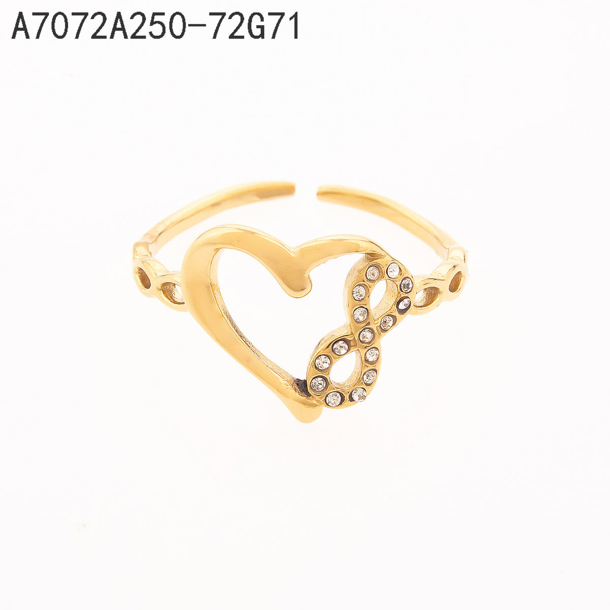 Anillo Zirconia blanca Dorado Corazón