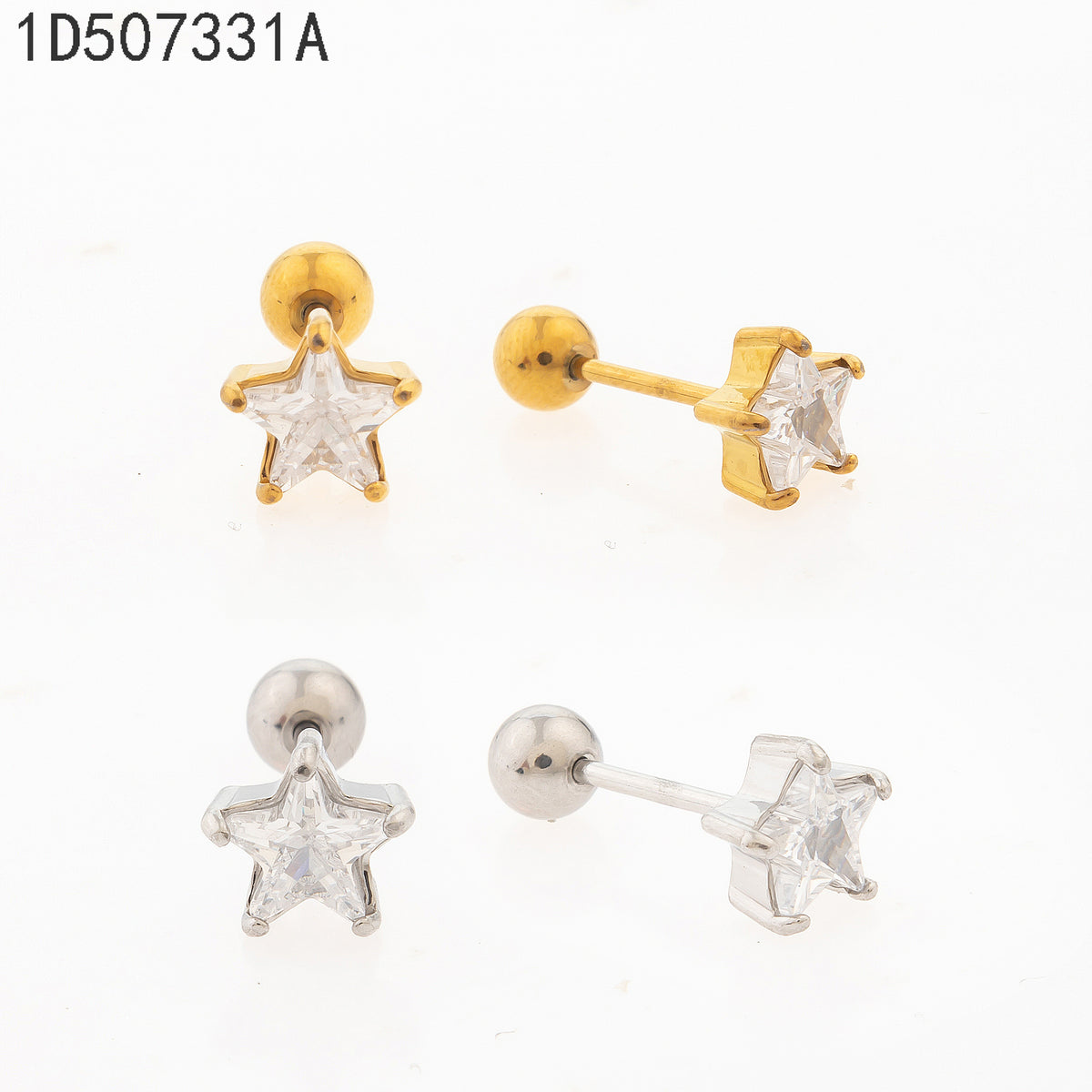 Broqueles Zirconia blanca Dorado Estrella