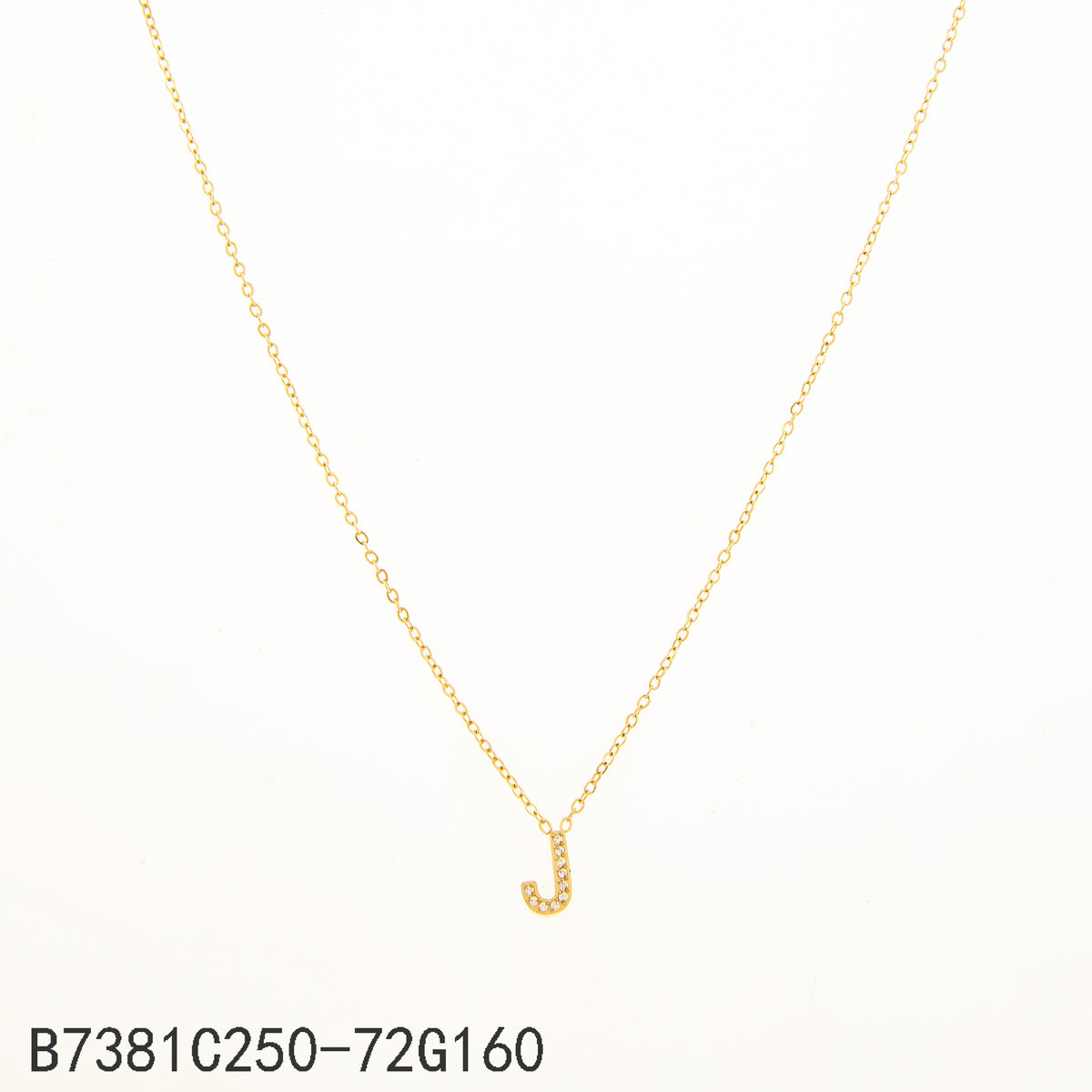 Collar Zirconia blanca Dorado Letra J