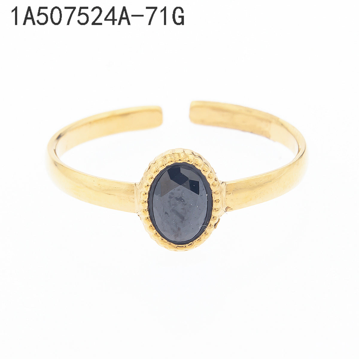Anillo Zirconia negra Dorado