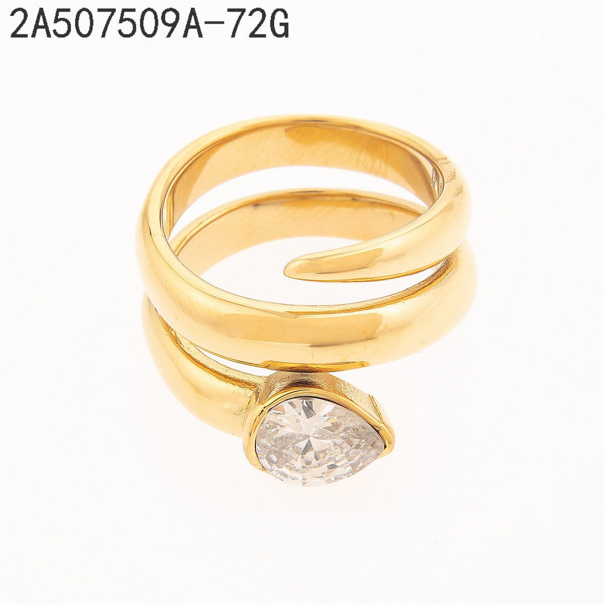 Anillo Zirconia blanca Dorado