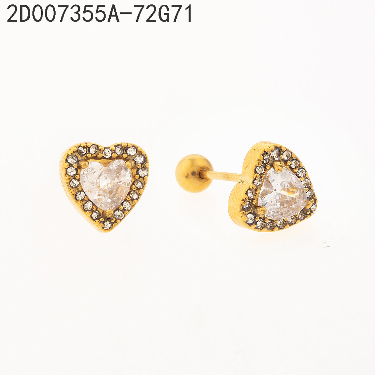 Pendientes Zirconia blanca Dorado Corazón