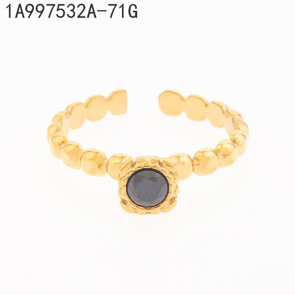 Anillo Zirconia negra Dorado