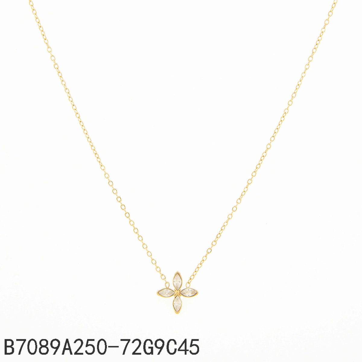 Collar Zirconia blanca Dorado Flores y plantas 45 Centimetros