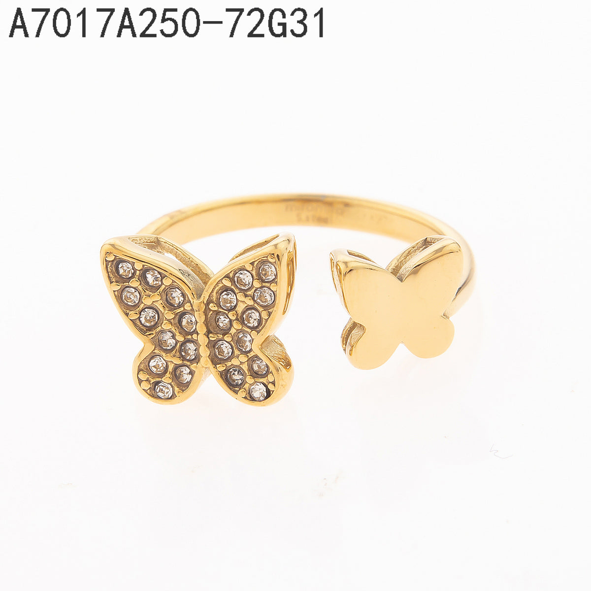 Anillo Zirconia blanca Dorado Mariposa