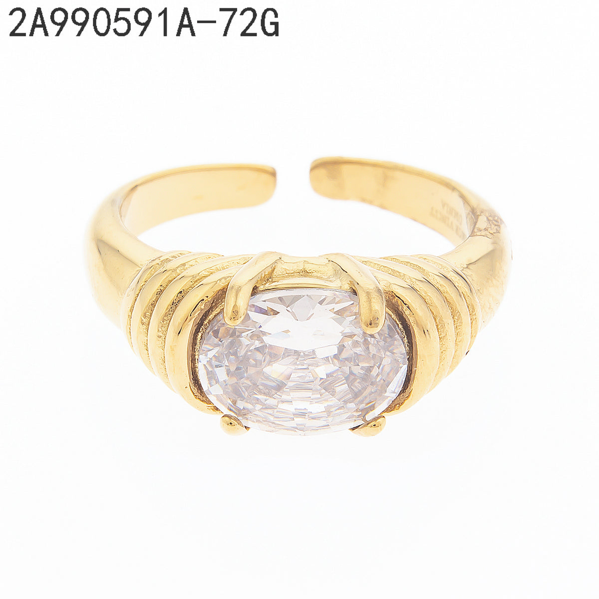 Anillo Zirconia blanca Dorado