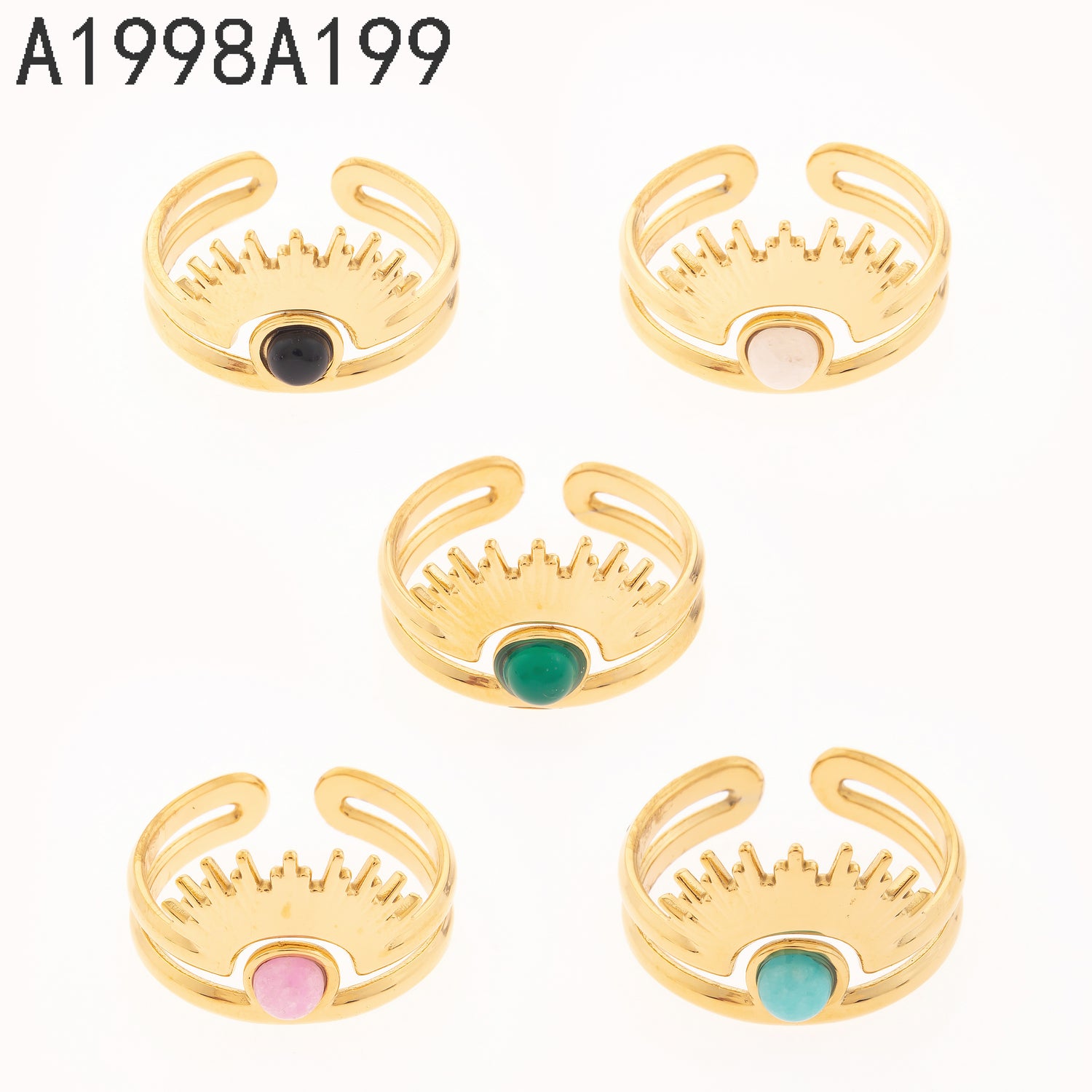 Anillo de piedra blanca Oro Grueso 14K
