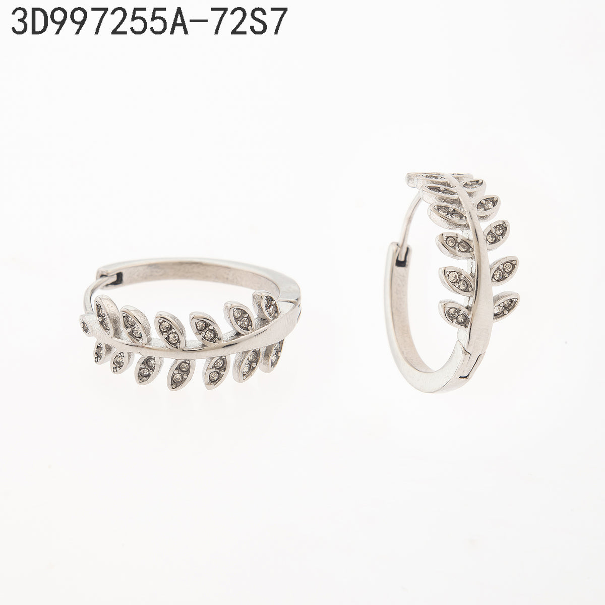 Pendientes Zirconia blanca Plateado Hoja